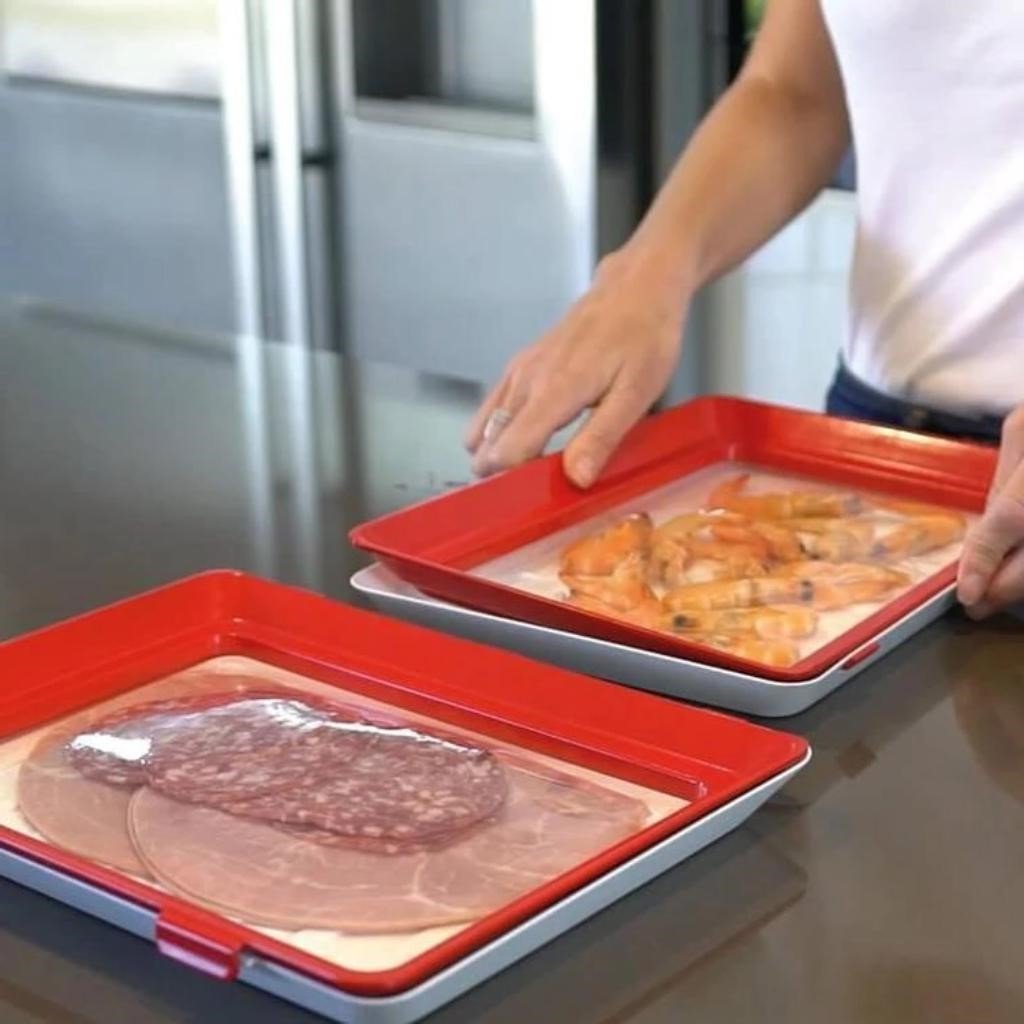 Food Preservation Tray Creative Plastic Kitchen Food Storage Tray Food Fresh  Organizer Reusable Serving Trays