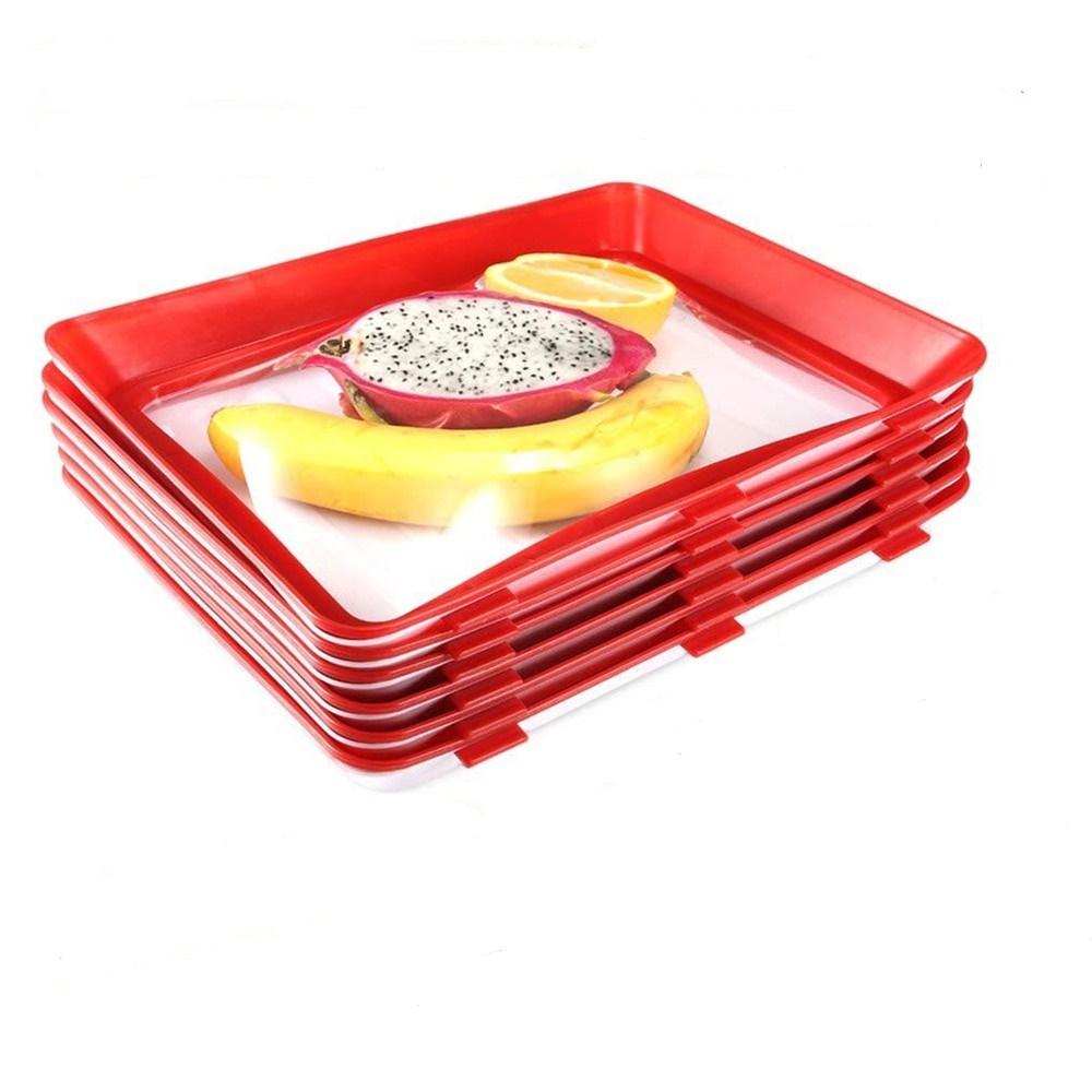  Food Preservation Tray,Stackable Food Tray, Creative Food  Preservation Tray, Red Reusable Tray, Multifunctional Dinner Plate with  Preservation Lid (Color : 3 Count (Pack of 3)) : Home & Kitchen